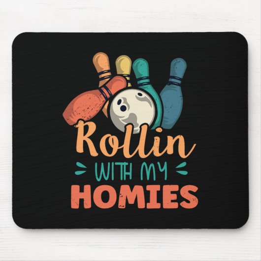 Rollin met Mijn Homies Retro Bowling 2 Muismat (Voorkant)