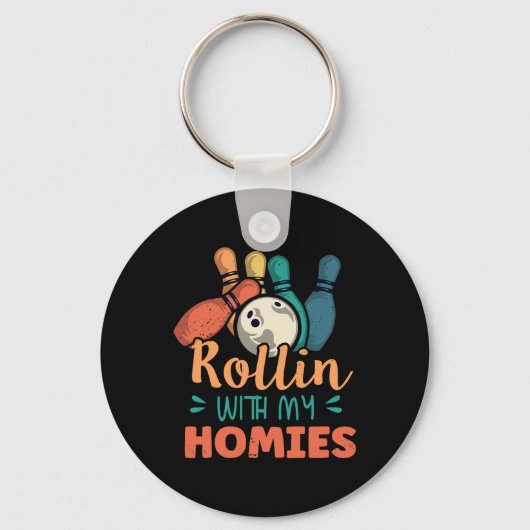 Rollin met Mijn Homies Retro Bowling 2 Sleutelhanger (Voorkant)