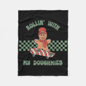 Rollin With My Doughmies Retro Gingerbread Man Ska Fleece Deken (Voorkant)