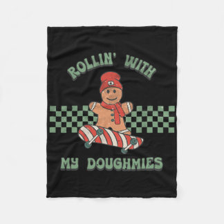 Rollin With My Doughmies Retro Gingerbread Man Ska Fleece Deken