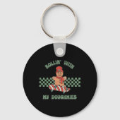 Rollin With My Doughmies Retro Gingerbread Man Ska Sleutelhanger (Voorkant)