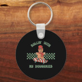 Rollin With My Doughmies Retro Gingerbread Man Ska Sleutelhanger (Voorkant)