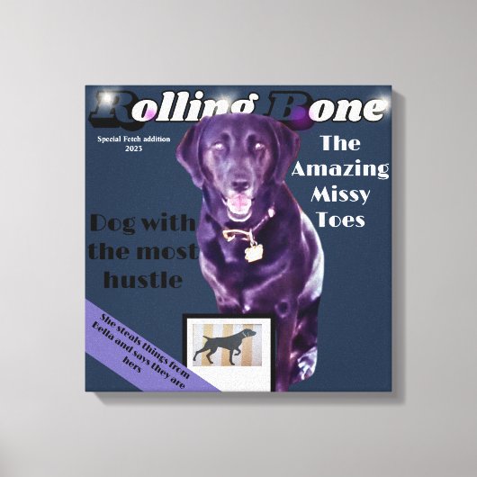 Rolling Bone hond magazine volledig aanpassen Canvas Afdruk (Voorkant)