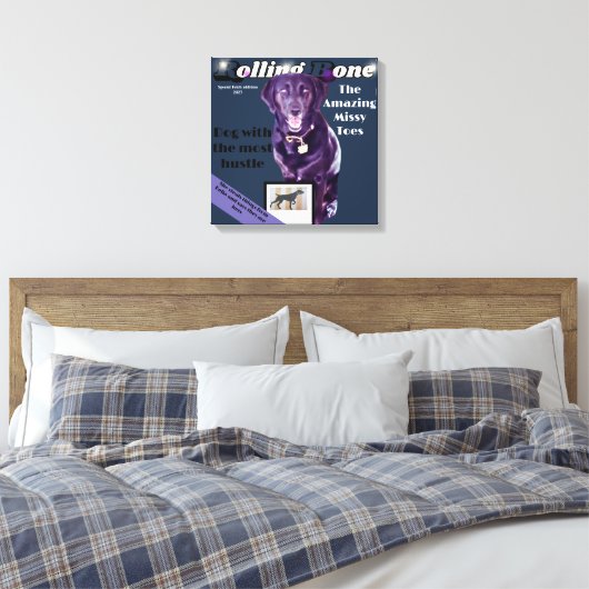 Rolling Bone hond magazine volledig aanpassen Canvas Afdruk (Insitu (Slaapkamer))