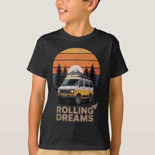Rolling Dreams Camping Campings Glamping RV Adv T-shirt (Voorkant)