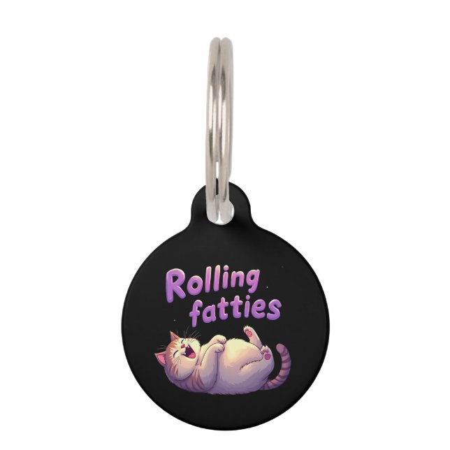 Rolling Fatties Cat Meme Grappig & Schattige Chonk Huisdierpenning (Voorkant)