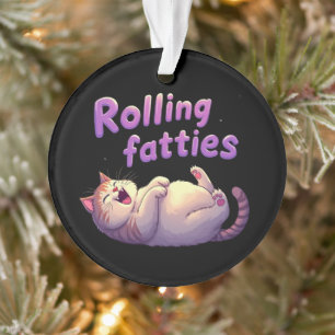 Rolling Fatties Cat Meme Grappig & Schattige Chonk Ornament