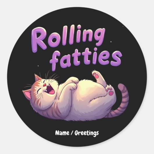 Rolling Fatties Cat Meme Grappig & Schattige Chonk Ronde Sticker (Voorkant)