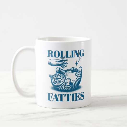 Rolling Fatties Funny Fat Cat Meme Kitten Humor Koffiemok (Links)