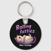 Rolling Fatties Kat Meme Grappig & Schattig Chonk  Sleutelhanger (Voorkant)