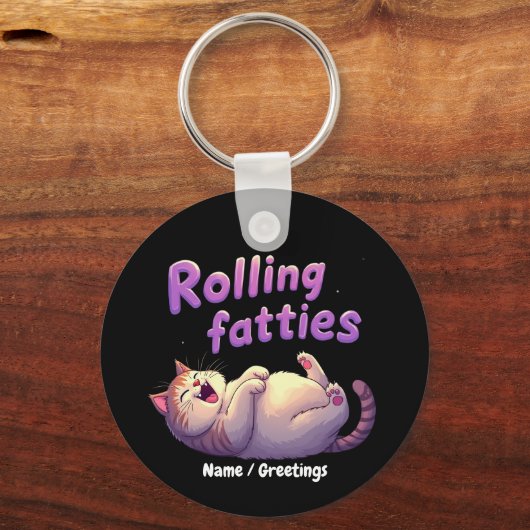 Rolling Fatties Kat Meme Grappig & Schattig Chonk  Sleutelhanger (Voorkant)