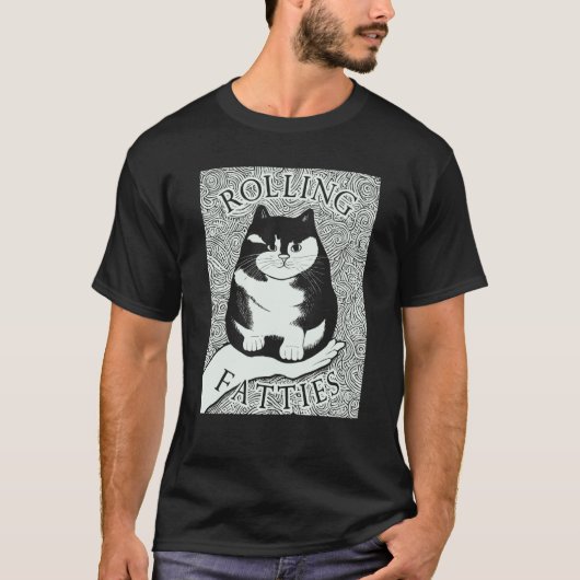 Rolling Fatties Kat Monochroom Katje T-shirt (Voorkant)