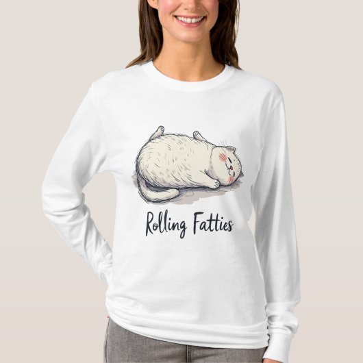Rolling Fatties Kattenbak – Schattigee en humorist T-shirt (Voorkant)