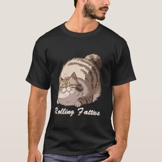 Rolling Fatty Cat Meme Lazy Furry Kat Humor Funn T-shirt (Voorkant)