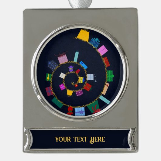 Rolling Gift Rope Ornament Verzilverd Banner Ornament (Voorkant)