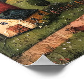 Rolling Hill Boerderij House Folk Art Oil Painting Poster (Hoek)