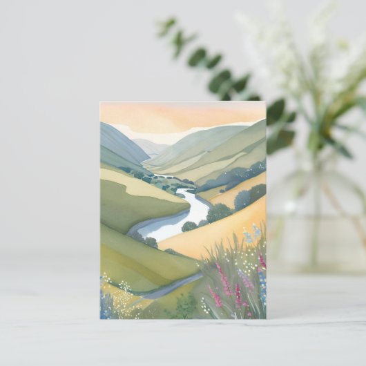 Rolling Hills Landschap | Waterverf mooi Briefkaart (Staand voorkant)
