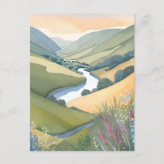 Rolling Hills Landschap | Waterverf mooi Briefkaart (Voorkant)