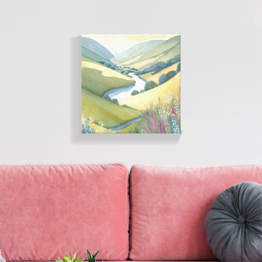 Rolling Hills Landschap | Waterverf mooi Canvas Afdruk (Insitu (Woonkamer))