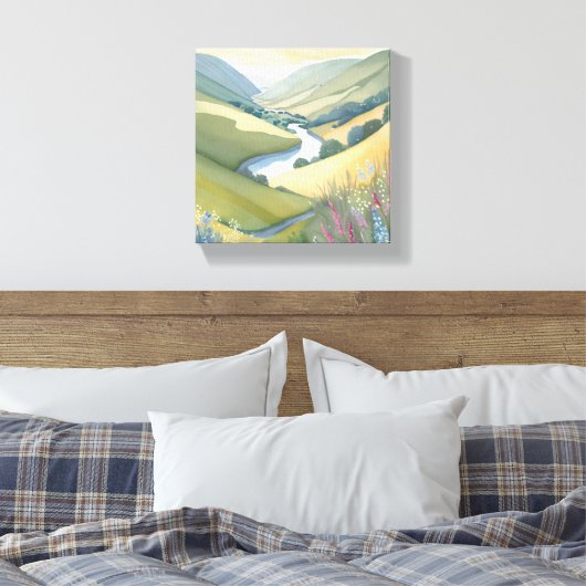 Rolling Hills Landschap | Waterverf mooi Canvas Afdruk (Insitu (Slaapkamer))