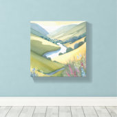 Rolling Hills Landschap | Waterverf mooi Canvas Afdruk (Insitu (Houten vloer))