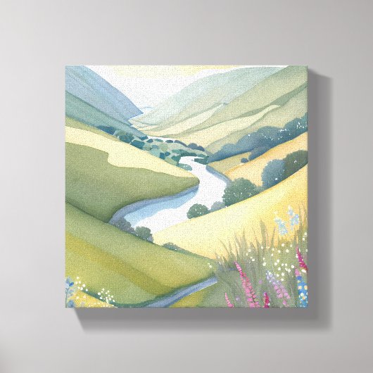 Rolling Hills Landschap | Waterverf mooi Canvas Afdruk (Voorkant)