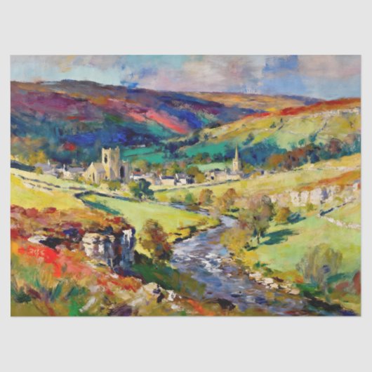 Rolling Hills, rustige muren - een landschap in Yo Tissuepapier (Voorkant)