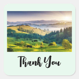 Rolling Hills Schitterende Natuur Foto Bedankt Vierkante Sticker