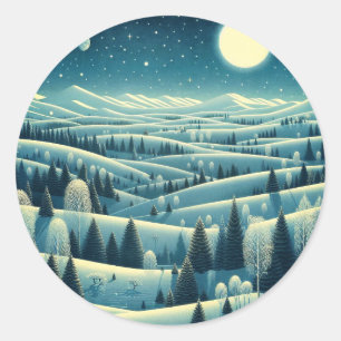 Rolling Hills van de winter Ronde Sticker