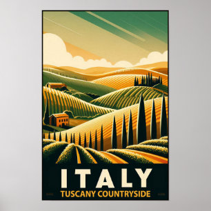 Rolling Hills van Toscane - Vintage Travel Poster