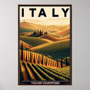 Rolling Hills van Toscane - Vintage Travel Poster