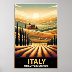 Rolling Hills van Toscane - Vintage Travel Poster