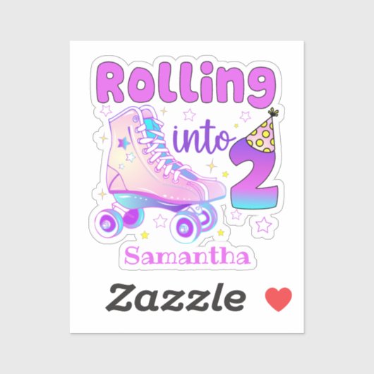 Rolling in 2 - Schattigee Paarse Roller Schaats Ve Sticker (Vel)