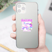 Rolling in 2 - Schattigee Paarse Roller Schaats Ve Sticker (Telefoon)