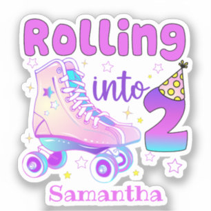 Rolling in 2 - Schattigee Paarse Roller Schaats Ve Sticker