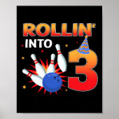 Rolling in 3 jaar oude verjaardag Bowling Kinder P Poster (Voorkant)