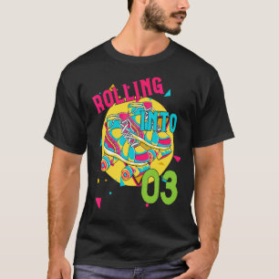 Rolling In 3 Verjaardag Leuk Schaatsen Meisje T-shirt