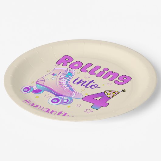 Rolling in 4| De feestdag van de rolschaatser Papieren Bordje (Gekanteld)