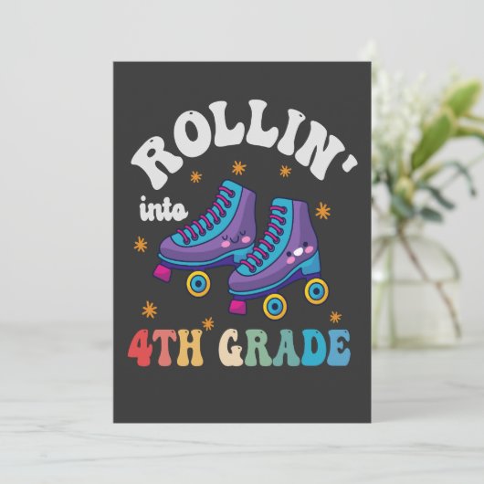 Rolling in 4th Grade Terug naar School Roller Scha Kaart (Staand voorkant)