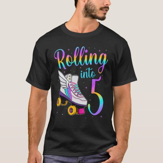 Rolling in 5 jaar. Lets Roll Ik ben 5 Roll aan het T-shirt (Voorkant)
