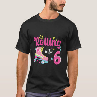 Rolling in 6 jaar Ik draai 6 Roller Schaats Bi T-shirt