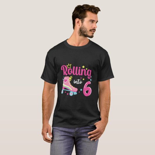 Rolling in 6 jaar Ik draai 6 Roller Schaats Bi T-shirt (Voorkant volledig)
