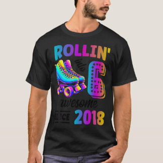 Rolling in 6 jaar oude Schaatsen 6e verjaardag ges T-shirt