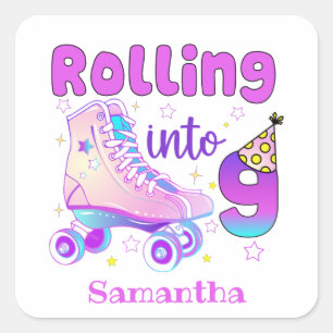 Rolling in 9  Broodskater Birthday Celebration Vierkante Sticker