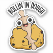 Rolling in deeg grappig bakken woordje sticker (Voorkant)