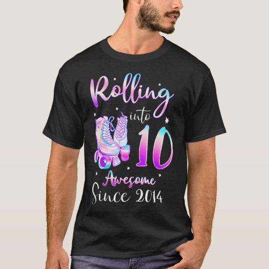 Rolling in Geweldige sinds 2014 Bday Roller Schaat T-shirt (Voorkant)