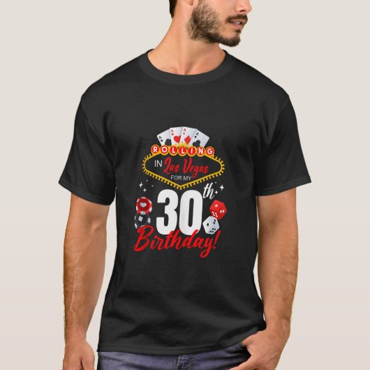 Rolling in Las Vegas 30e verjaardag Crew Group Fri T-shirt (Voorkant)