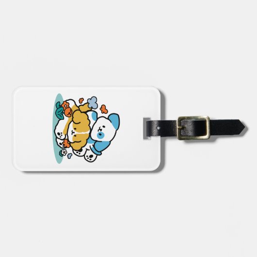 Rolling in mei als Happy Pups - Schattigee lenteho Bagagelabel (Voorkant horizontaal)