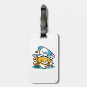 Rolling in mei als Happy Pups - Schattigee lenteho Bagagelabel (Achterkant verticaal)