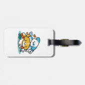 Rolling in mei als Happy Pups - Schattigee lenteho Bagagelabel (Achterkant horizontaal)